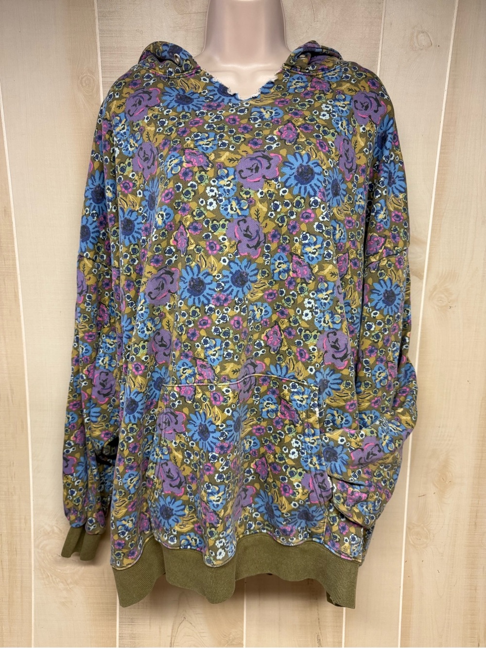Natural Life Multi Color Floral Hoodie Sweatshirt Size L/XL